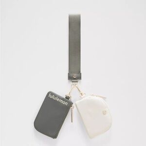 Lululemon Dual Pouch Wristlet- Grey Sage/Light Ivory/Gold